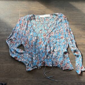 IRO Blue and Pink Floral Blouse